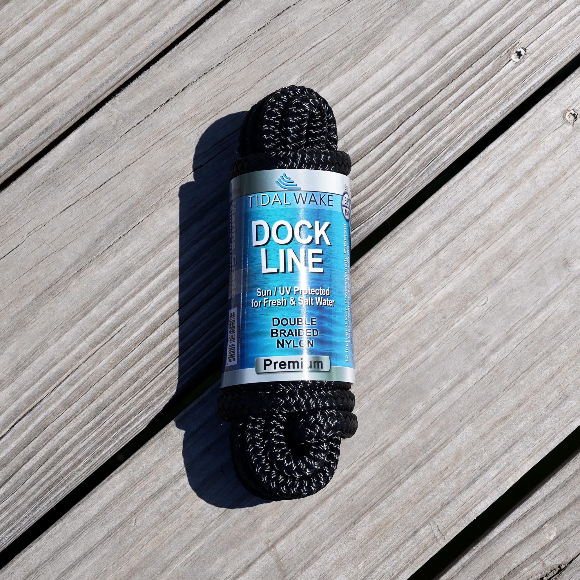Double Braided Nylon 3/8″ x 15 Feet- 4 Pack Navy Blue Tidal Wake Marine Grade Premium Dock Line 